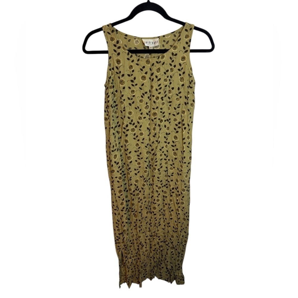 David Dart Vintage Muted Green Floral Y2K Midi Dress
